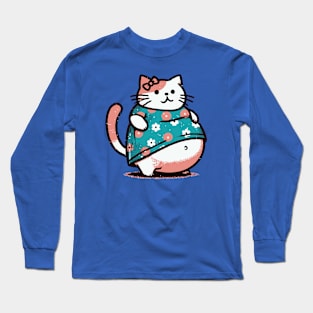 Chubby Cat Lady // Kawaii Cat Lover Long Sleeve T-Shirt